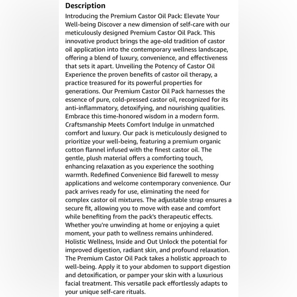 Castor Oil Pack & Wrap - Hexane Free Organic Cold Pressed Castor Oil in 16oz - Picture 7 of 10